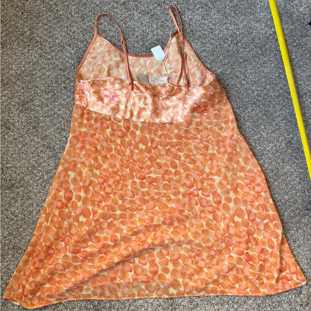 Vintage Y2K Elegant Orange Patterned Mini Slip Dress - Picture 7 of 11